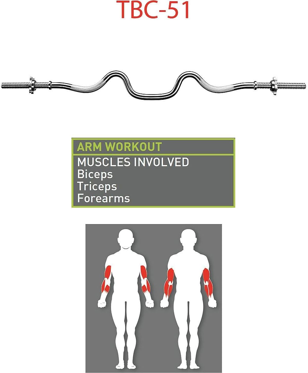 Triceps and Biceps Combo Curl Bar for 1-inch Weight Plates K182