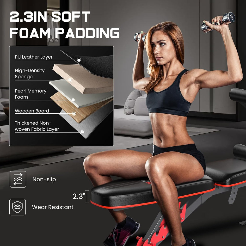 800lbs Load Adjustable Weight Bench with Leg Extension and Preacher Pad A7194