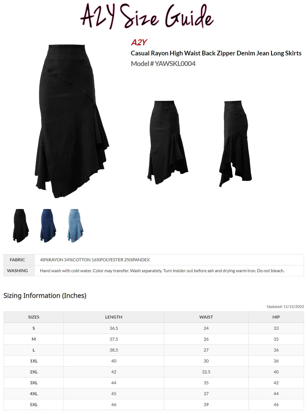 Dark Wash Denim Jean Long Skirt Z226