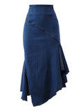 Dark Wash Denim Jean Long Skirt Z226