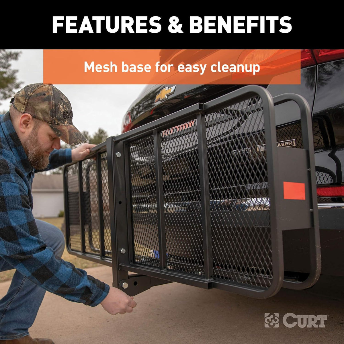 60 x 20-Inch Black Steel Basket Hitch Cargo Carrier W95126