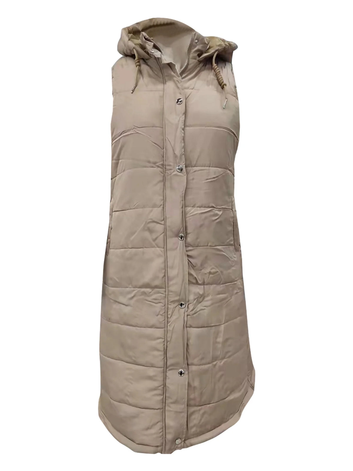 Women's Hooded Down Long Vest Padded Jacket with Pockets J220