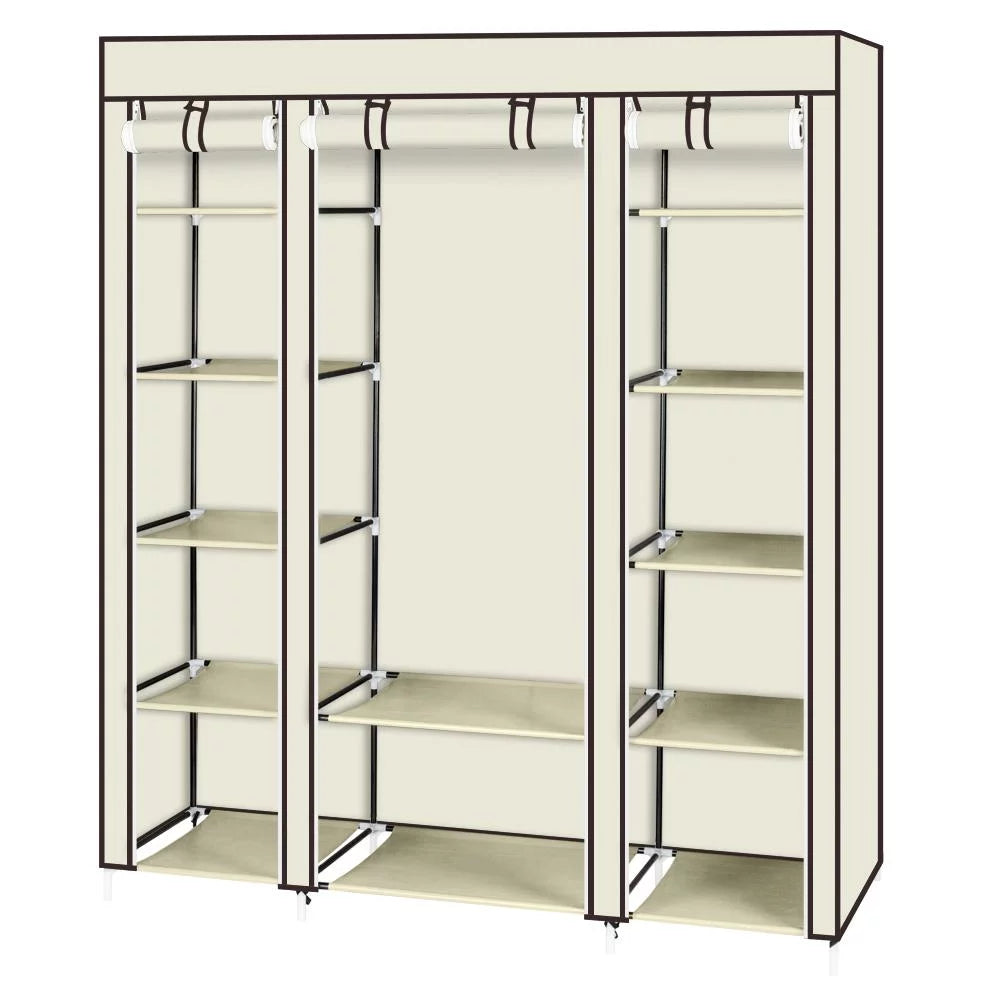 69" Portable Heavy Duty Clothes Closet Wardrobe Storage Organizer Z431