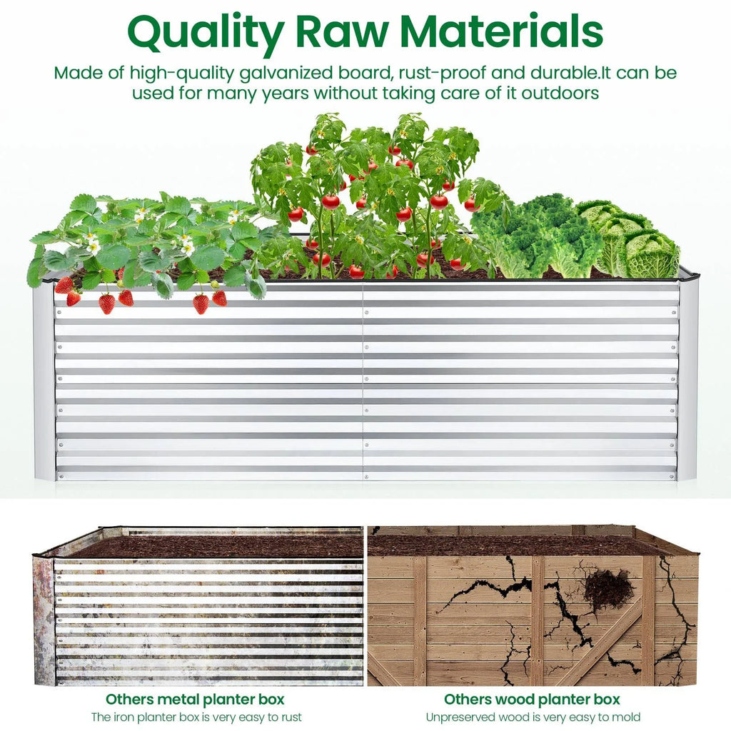 Galvanized Raised Garden Beds 6ftx3ftx2ft Large Metal Planter Box F81742