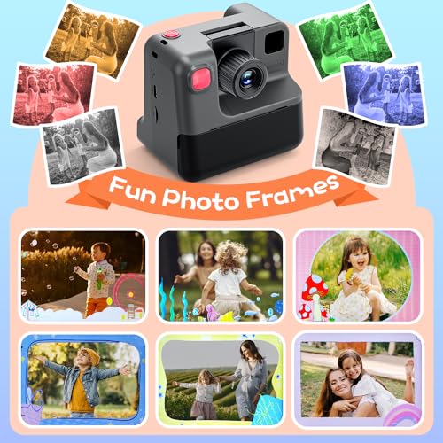 Blue FHD Selfie Digital Video Camera with 3 Rolls Print Paper & 32G Card O7149