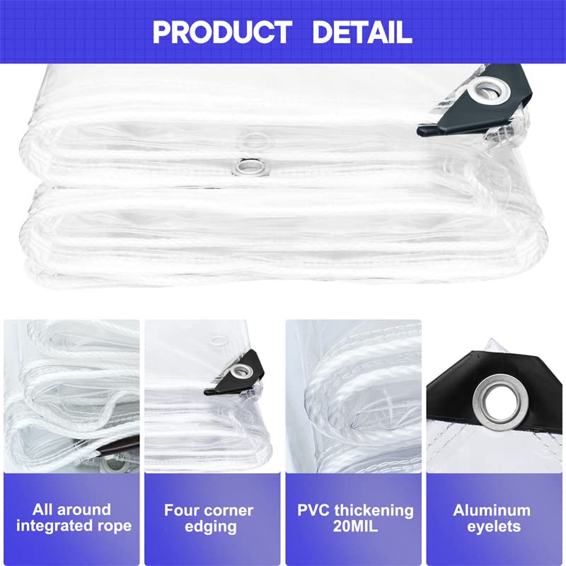 8x8 FT Heavy Duty Clear Vinyl Tarp X29666