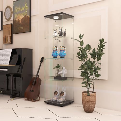 White Two-Door Glass Display Cabinet with 4 Shelves W40060