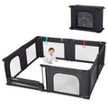 Black Adjustable Large Baby Playpen with Breathable Mesh E5636
