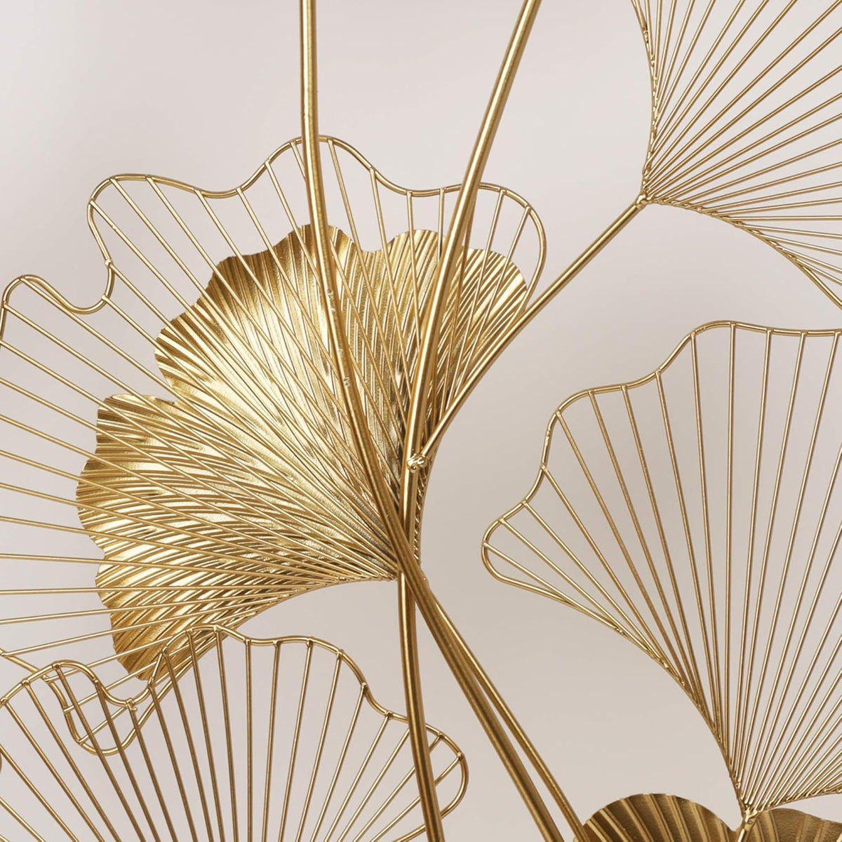 39" X 20" Golden Metal Ginkgo Leaf Wall Hanging Decor B715
