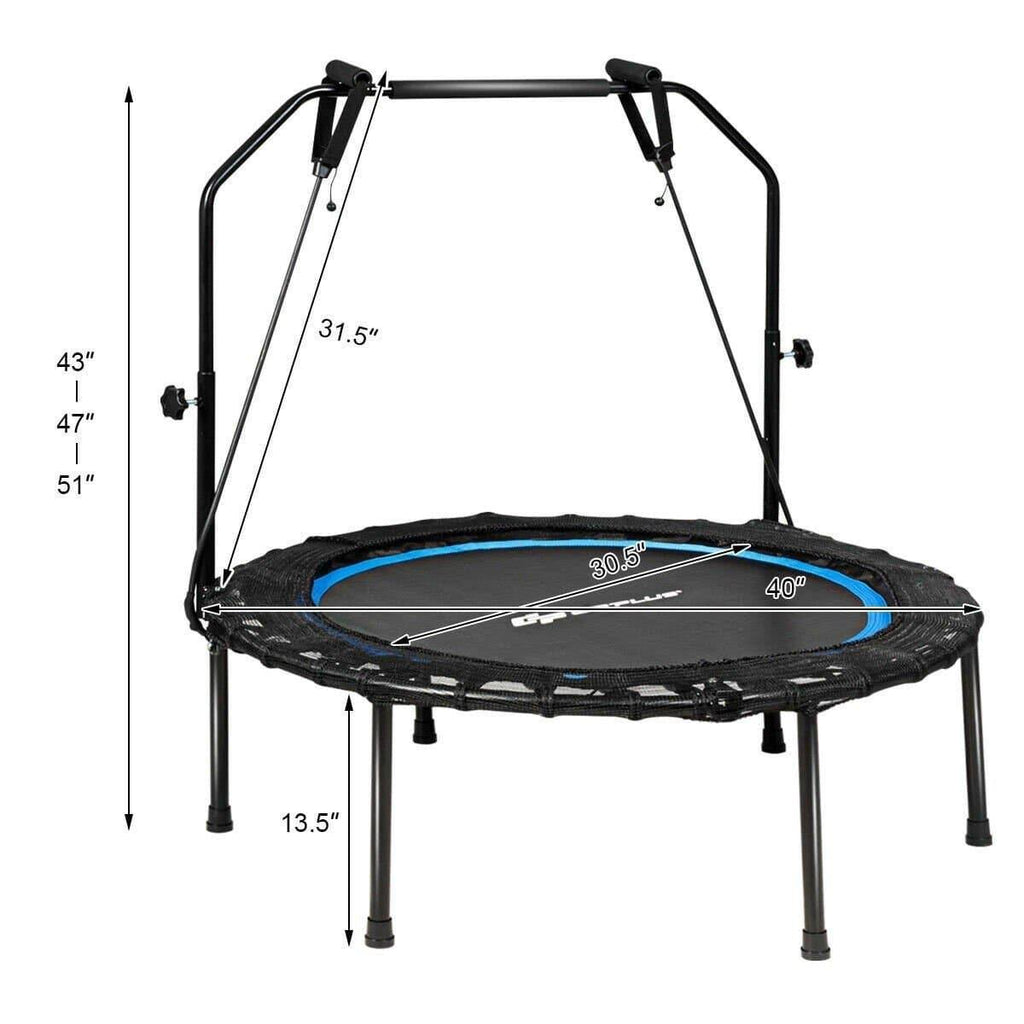 Foldable Fitness Rebounder Trampoline with Resistance Bands E7230