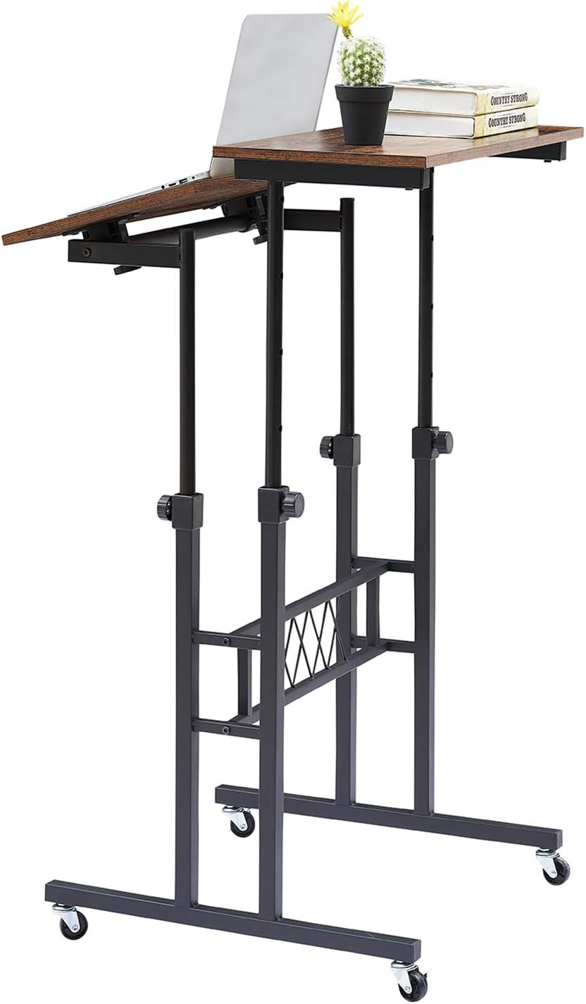 Black Wood Grain Adjustable Height Standing Desk Y568938