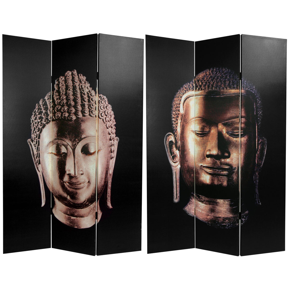 6 ft Tall Double Sided Buddha Canvas Room Divider P4949
