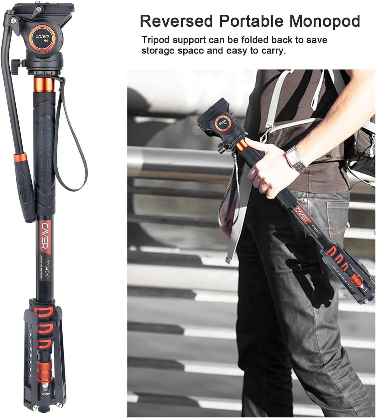 Lightweight Aluminum 71 inch Camera Monopod with Pan Tilt Fluid Head and Tripod Base N1062