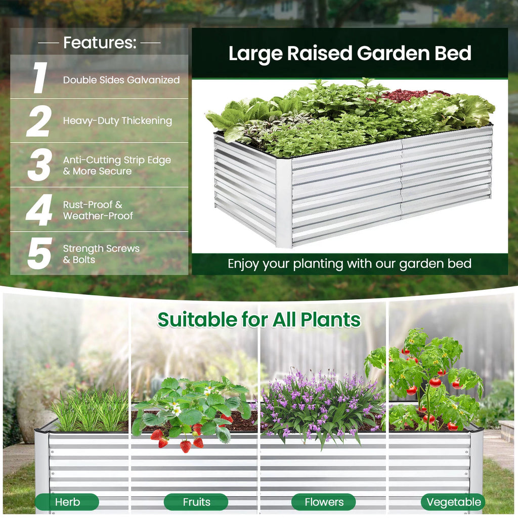 Galvanized Raised Garden Beds 6ftx3ftx2ft Large Metal Planter Box F81742