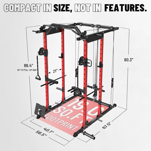 Power Cage with Cable Crossover System for Home Gym O111831