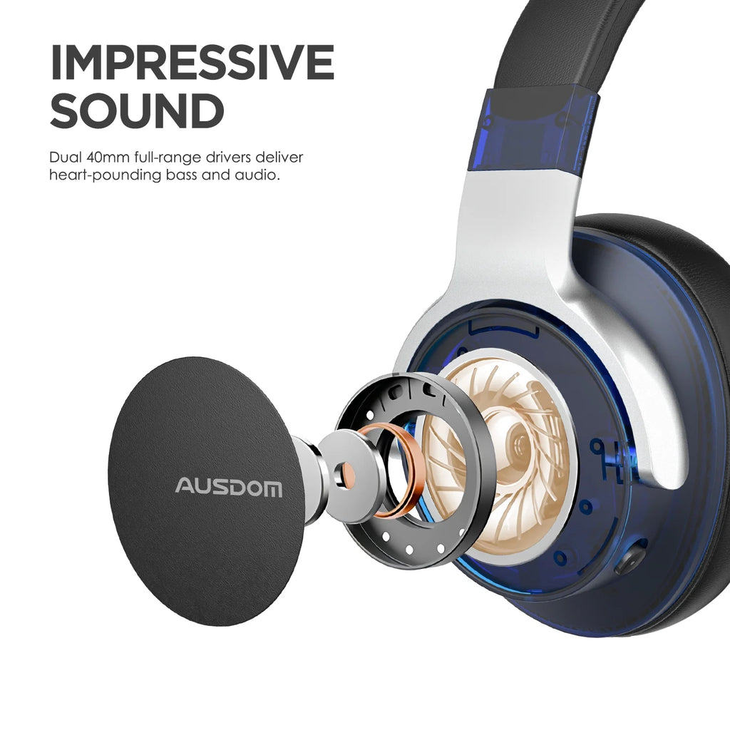 Black Active Noise Cancelling Wireless Over Ear Headphones with Mic N57853