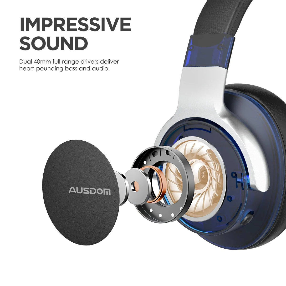 Black Active Noise Cancelling Wireless Over Ear Headphones with Mic N57853