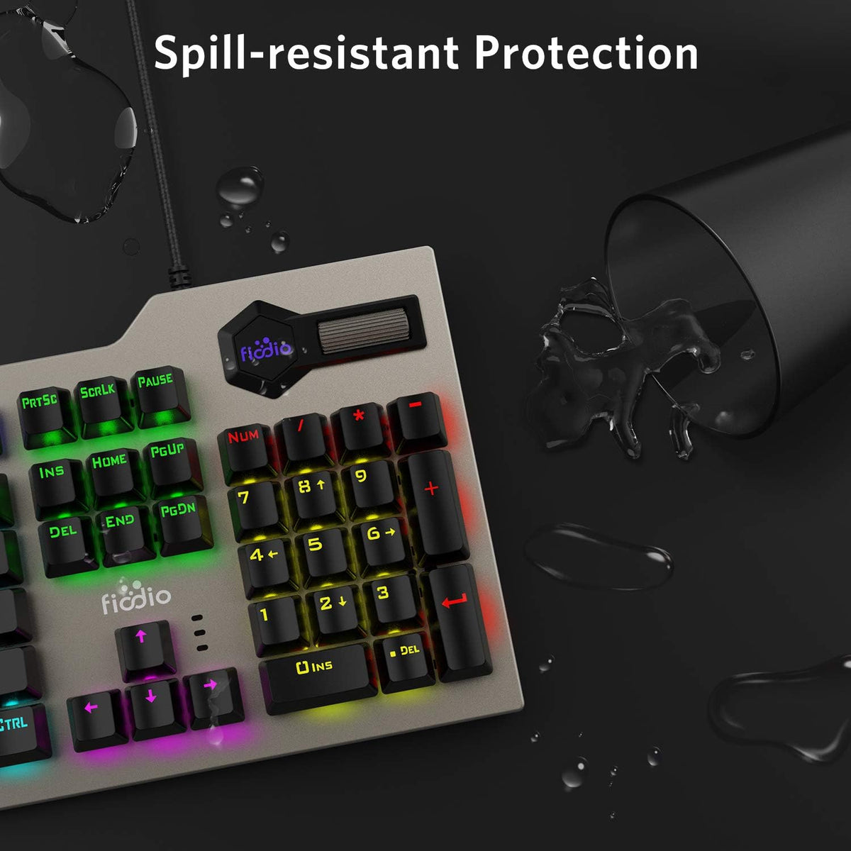 Mechanical Gaming Keyboard Wired RGB Rainbow Backlit with Blue Switches Ergonomic Standard Keyboard Pack of 2 N34484
