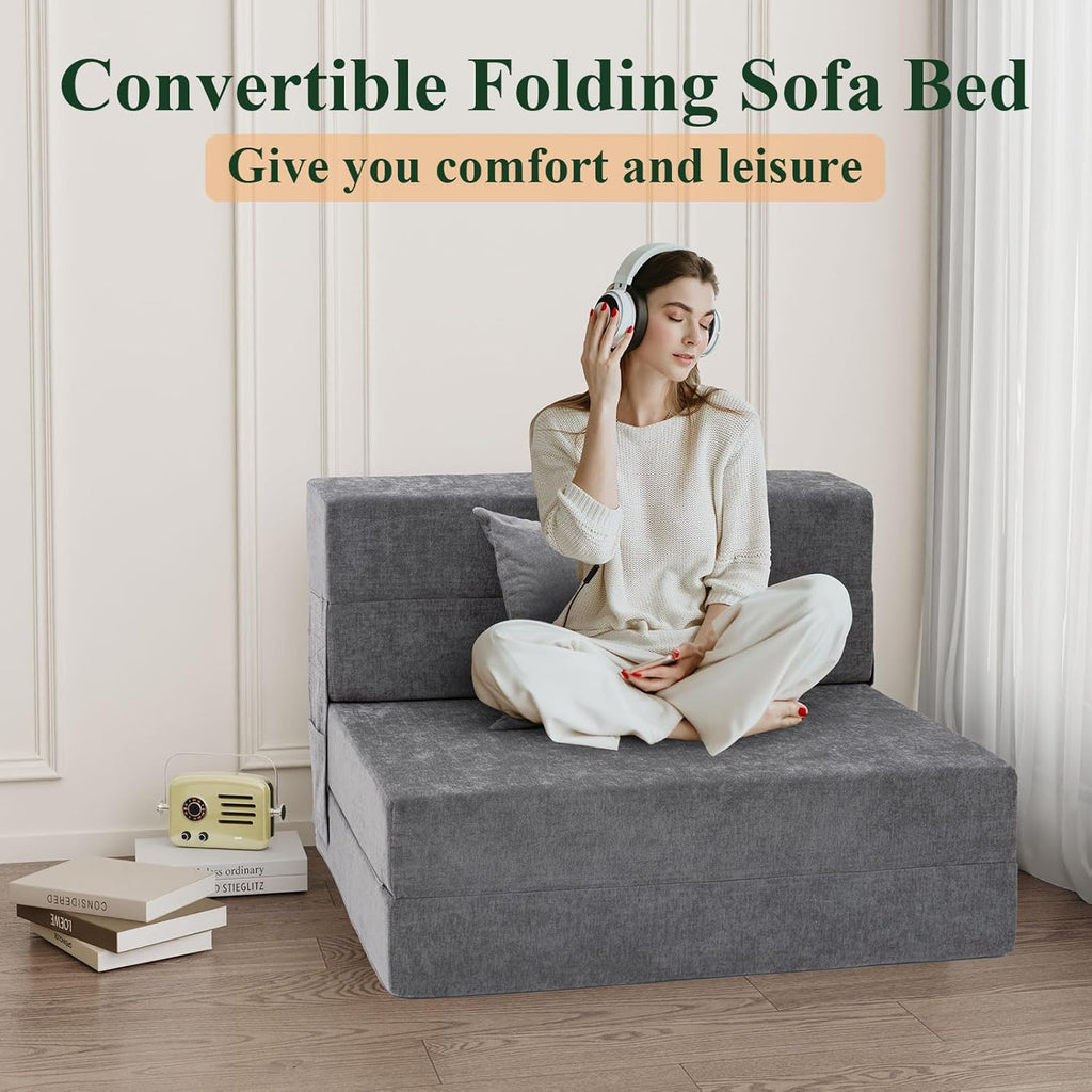 Gray Folding Sofa Bed with Pillow D6468
