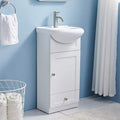 18" White Bathroom Vanity with Sink and 1 Door 1 Drawer I66832