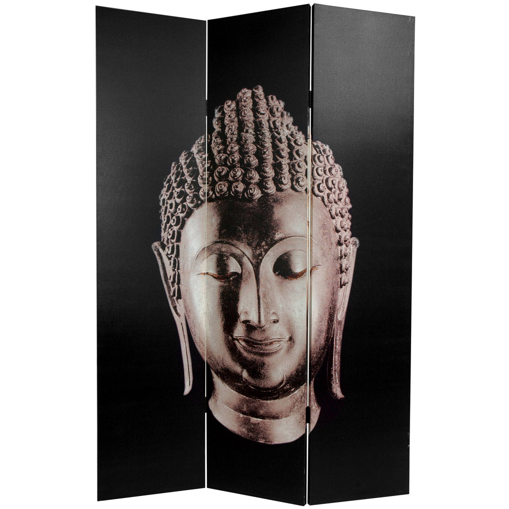 6 ft Tall Double Sided Buddha Canvas Room Divider P4949