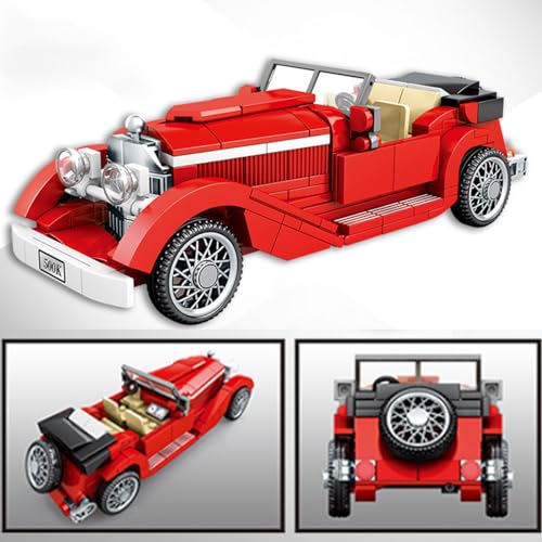 Antique Model Car Building Blocks Set, Vintage Truck Bricks, Light blue R388802