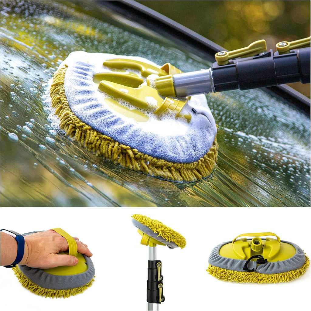 Car Cleaning Kit with Soft Car Wash Brush, Squeegee, Mitt, Microfiber Cleaning Head & Extension Pole H96951
