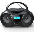 Portable CD Player Boombox with FM Radio, Bluetooth, LCD Display, USB/AUX Input, AC/Battery Powered W86219