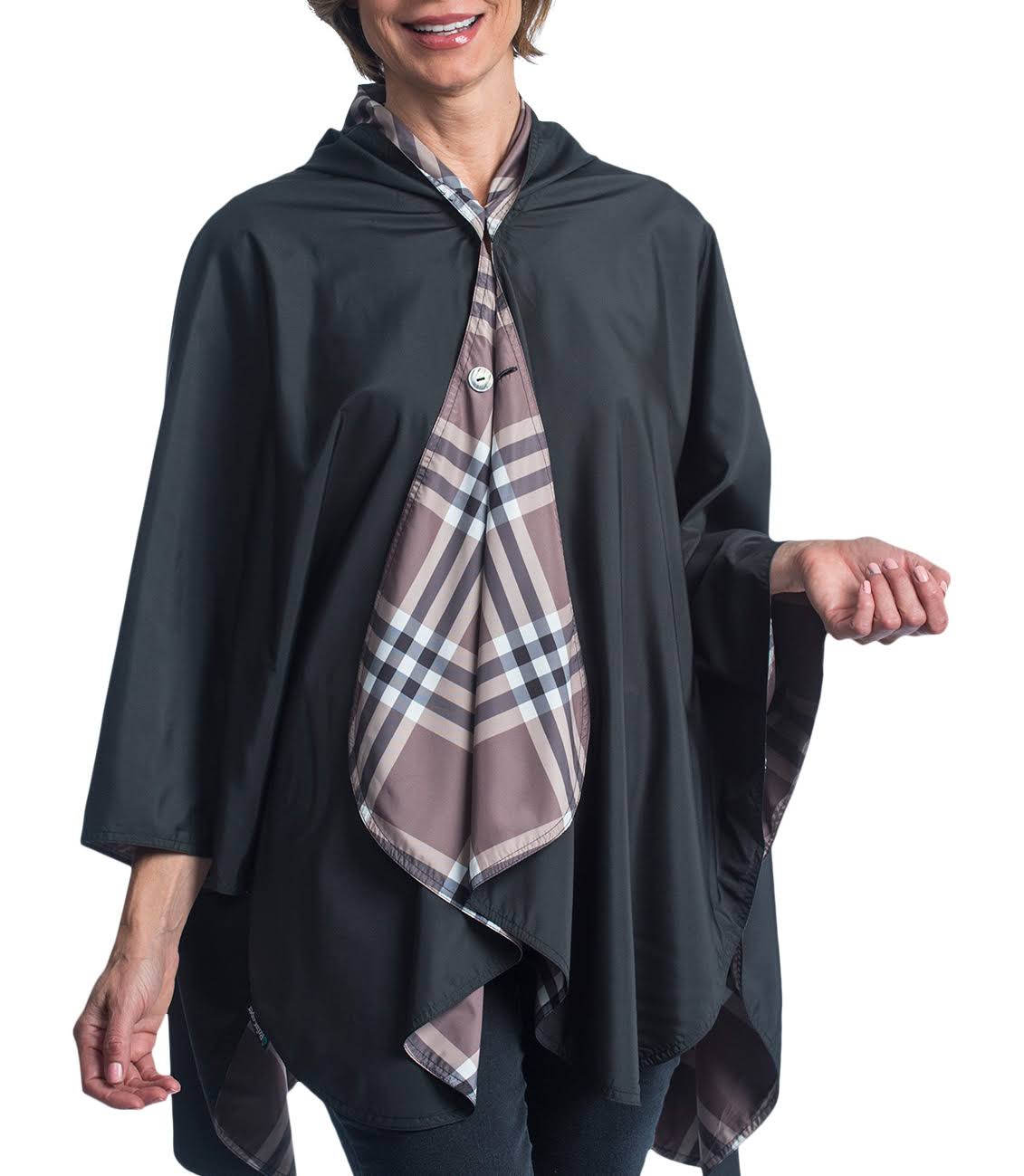 Black Plaid RainCaper F200412