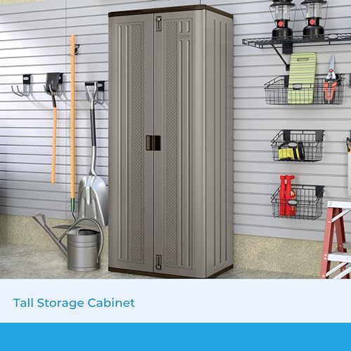Plastic Tall Storage Cabinet with Doors and Shelves F2615