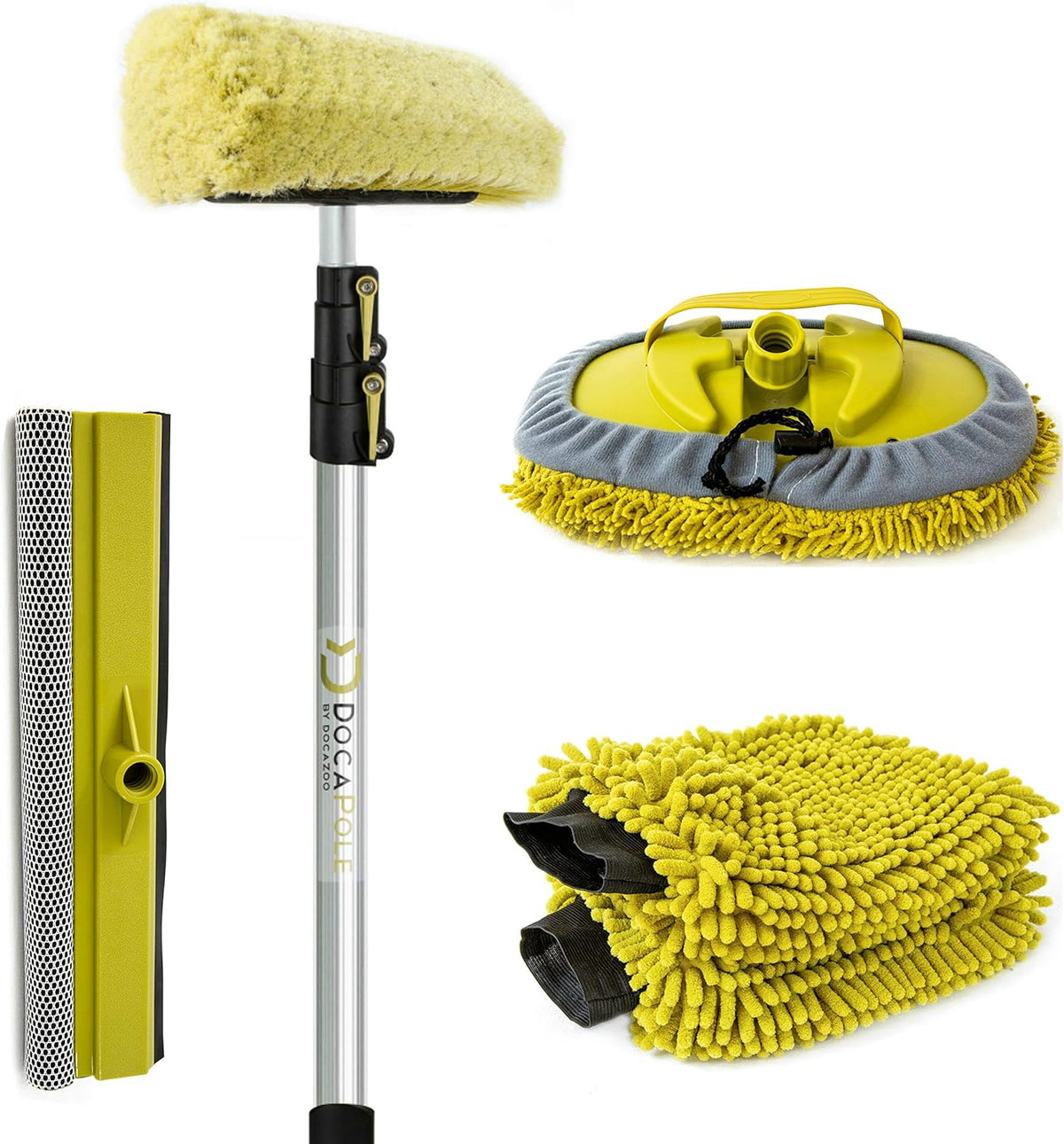 Car Cleaning Kit with Soft Car Wash Brush, Squeegee, Mitt, Microfiber Cleaning Head & Extension Pole H96951