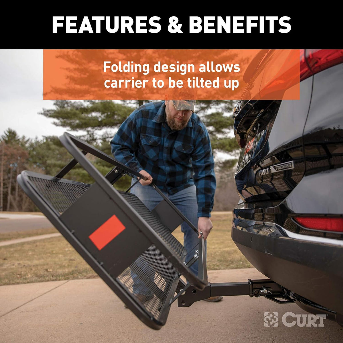 60 x 20-Inch Black Steel Basket Hitch Cargo Carrier W95126