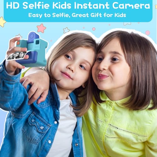 Blue FHD Selfie Digital Video Camera with 3 Rolls Print Paper & 32G Card O7149