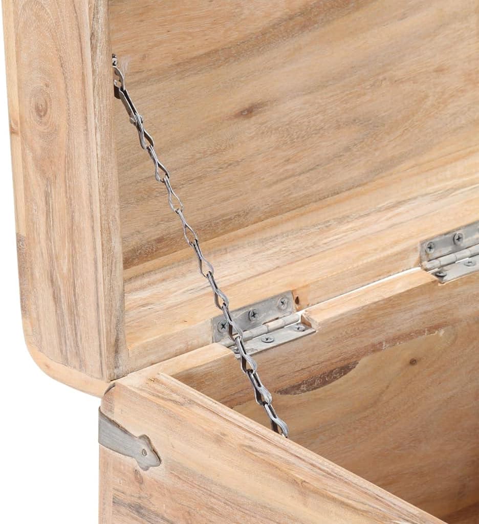 Rustic Solid Acacia Wood Chest Storage with Safety Hinge 15.7" x 15.7" x 15.7" Y306851