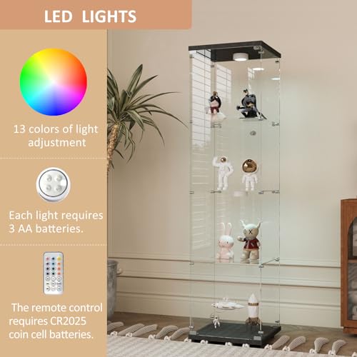 White Two-Door Glass Display Cabinet with 4 Shelves W40060