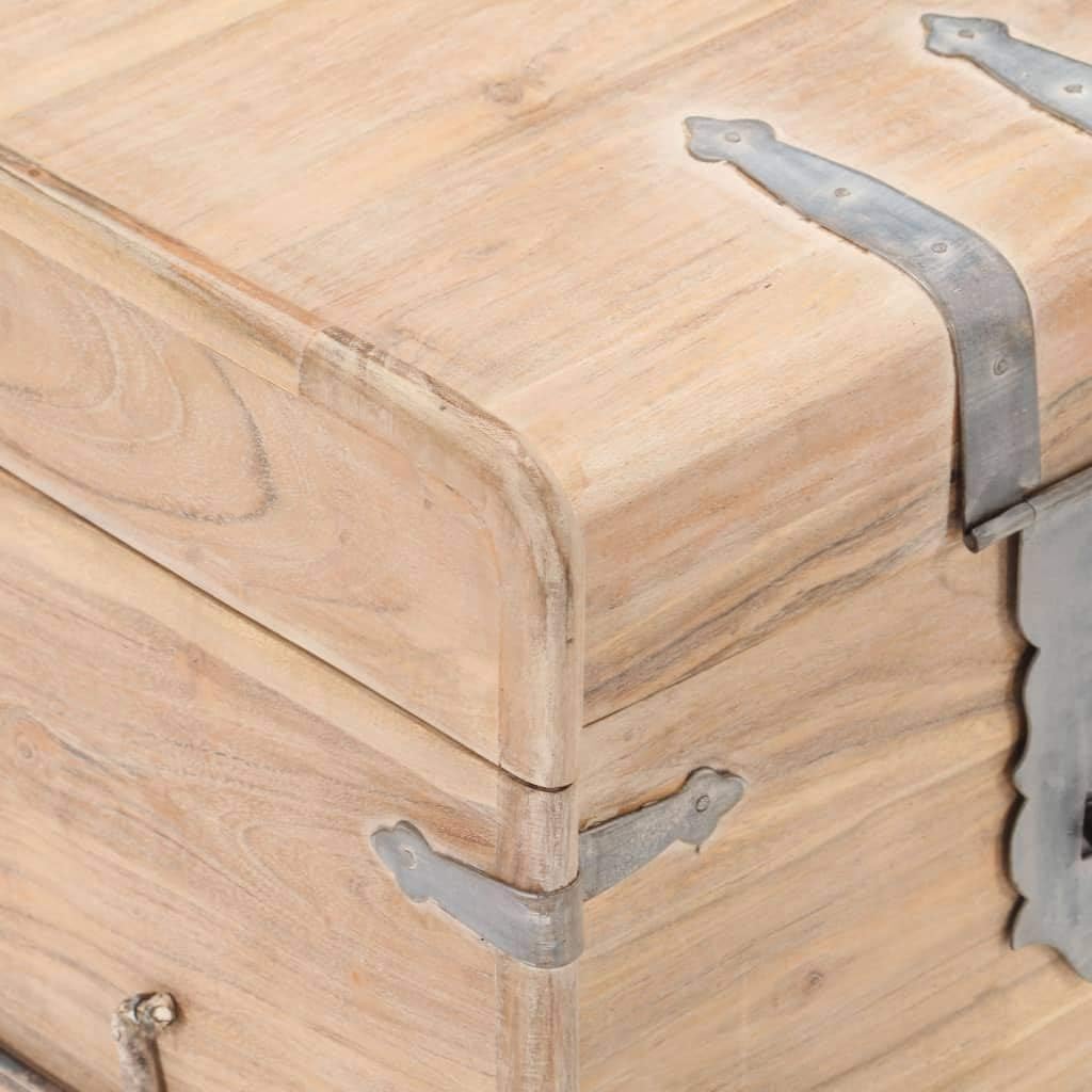 Rustic Solid Acacia Wood Chest Storage with Safety Hinge 15.7" x 15.7" x 15.7" Y306851