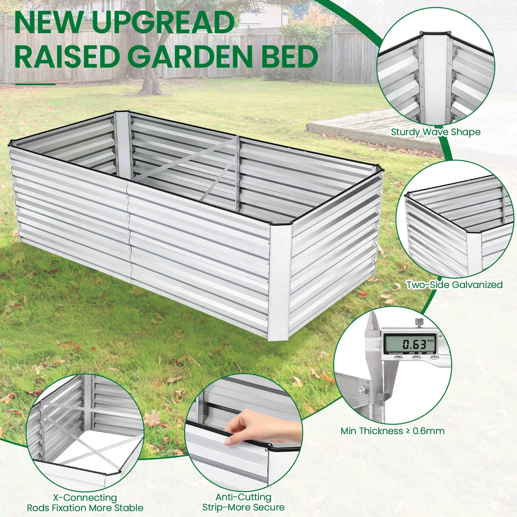 Galvanized Raised Garden Beds 6ftx3ftx2ft Large Metal Planter Box F81742