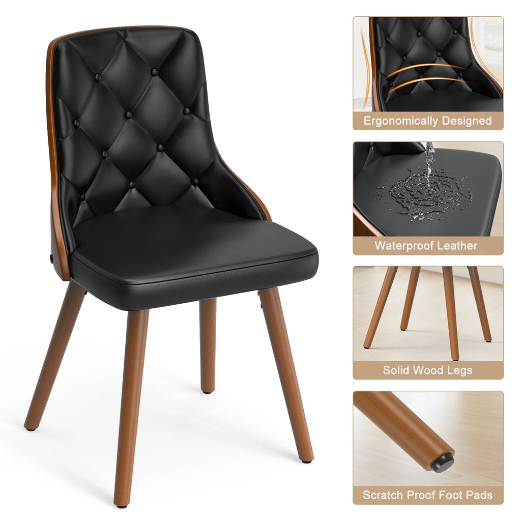 Black Set of 2 PU Leather Upholstered Dining Chairs H674