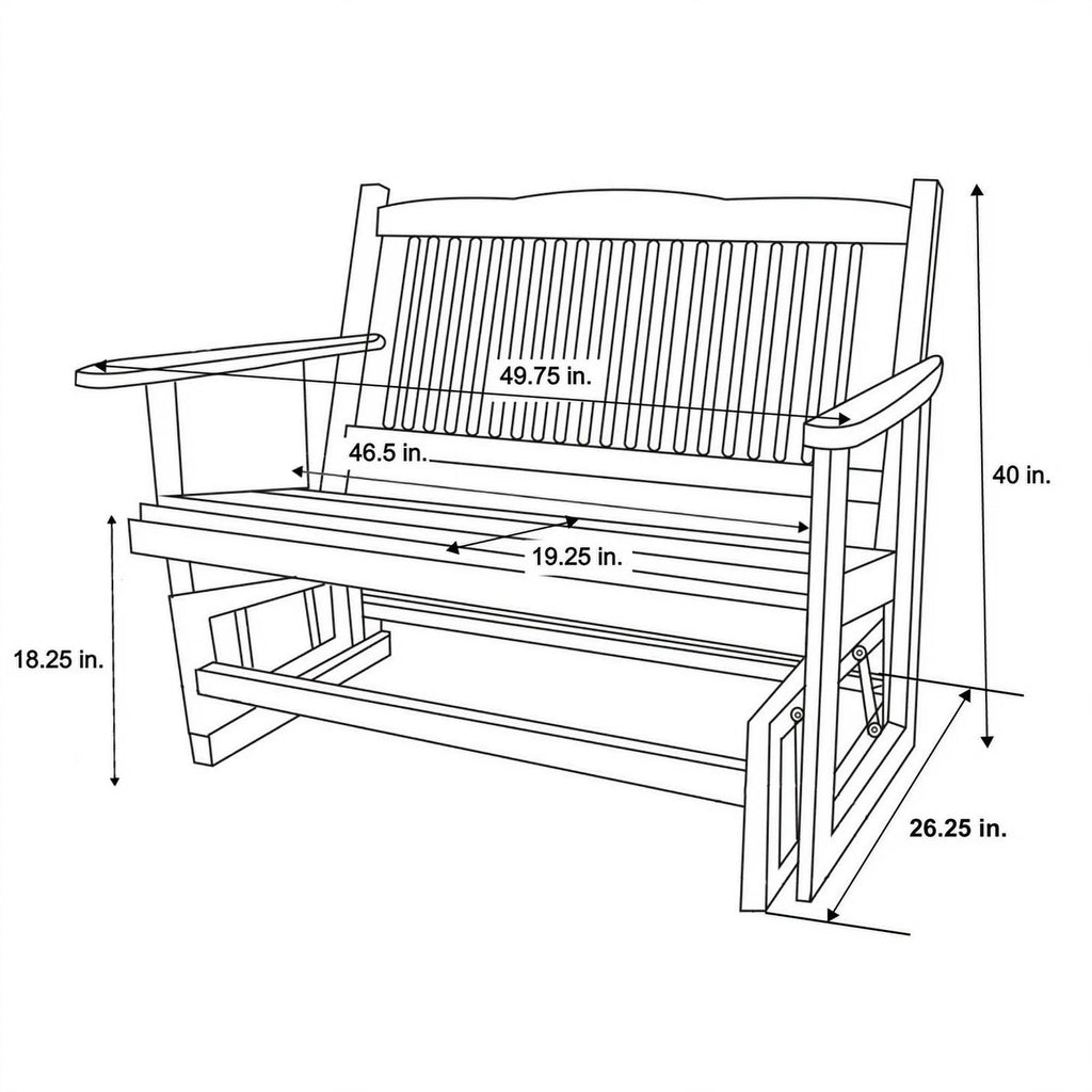 Black Hardwood Outdoor Glider Loveseat C7714