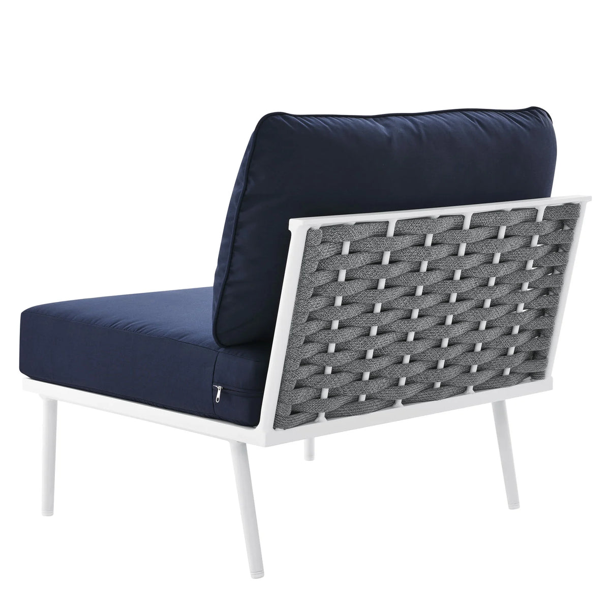 Navy White Aluminum Fabric Lounge Chair V6388