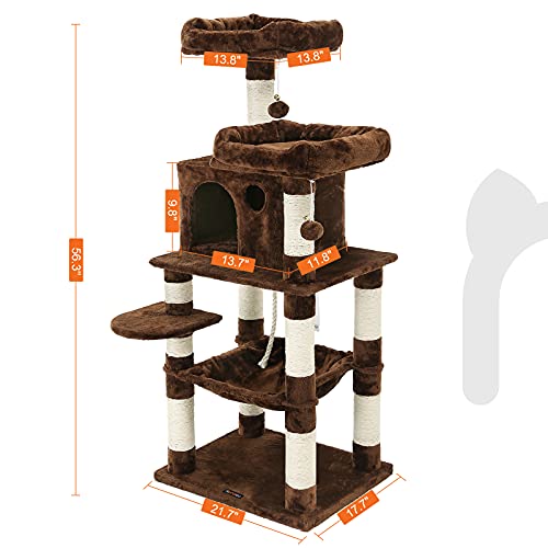 56.3-Inch Light Gray Cat Tree with Scratching Posts W281272