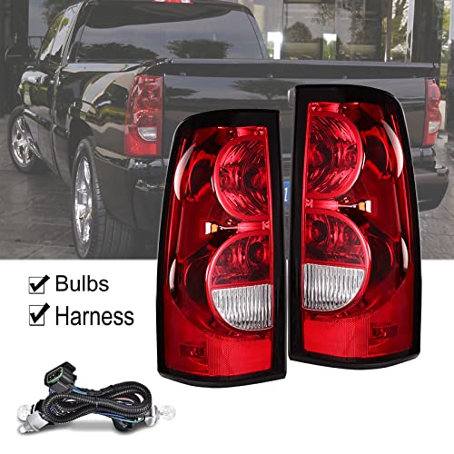 Headlights Assembly + Tail Lights Assembly Combo compatible with 2003-2006 Chevy Silverado C2238
