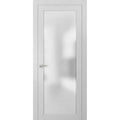 Frosted Glass Door 32 x 84 White Satin Nickel Hardware C64794