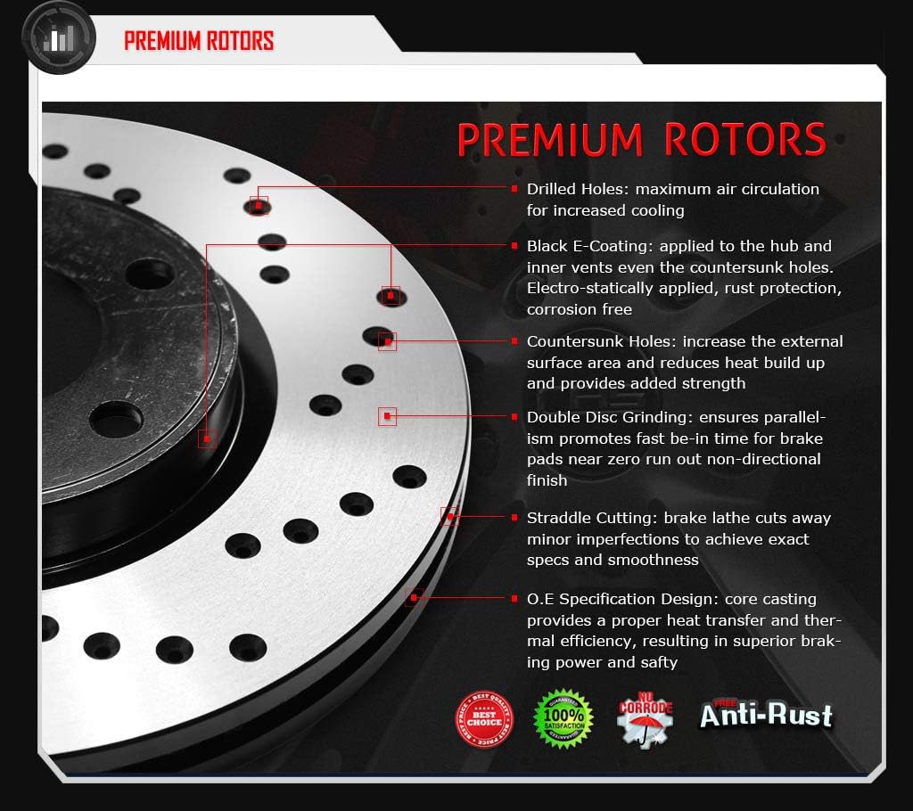 Front Drilled Brake Rotors Pads R71045