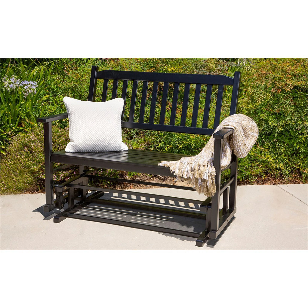 Black Hardwood Outdoor Glider Loveseat C7714