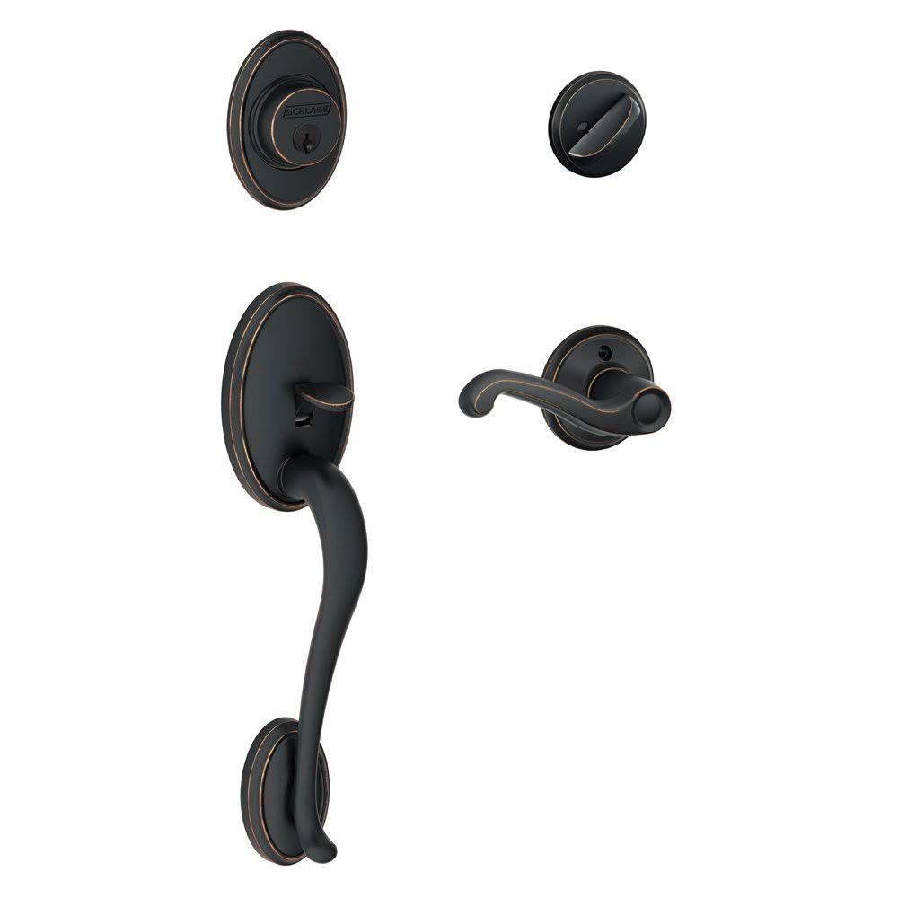 Aged Bronze Handleset with Deadbolt and Door Lever M570