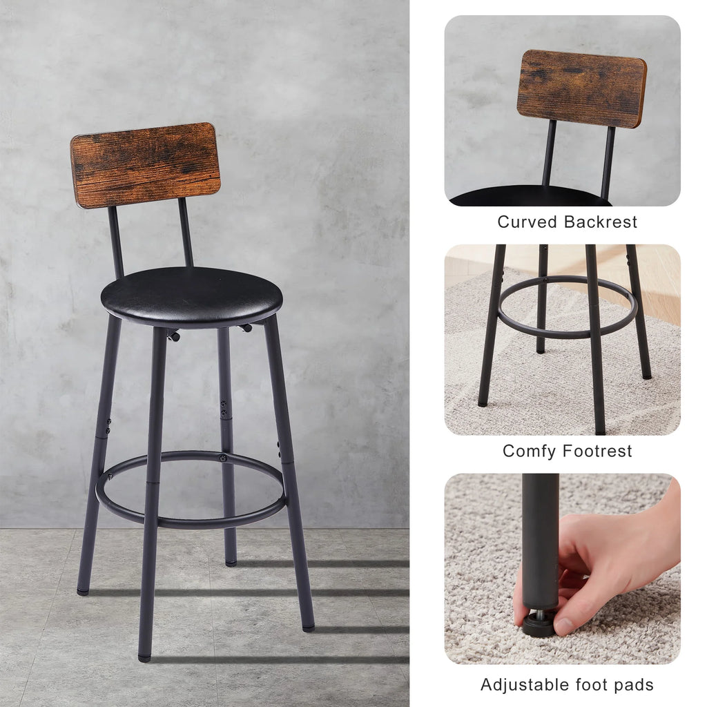 Counter Height Dining Set for 2, Metal Bistro Pub Table Set w/ Cushioned Stools T413112