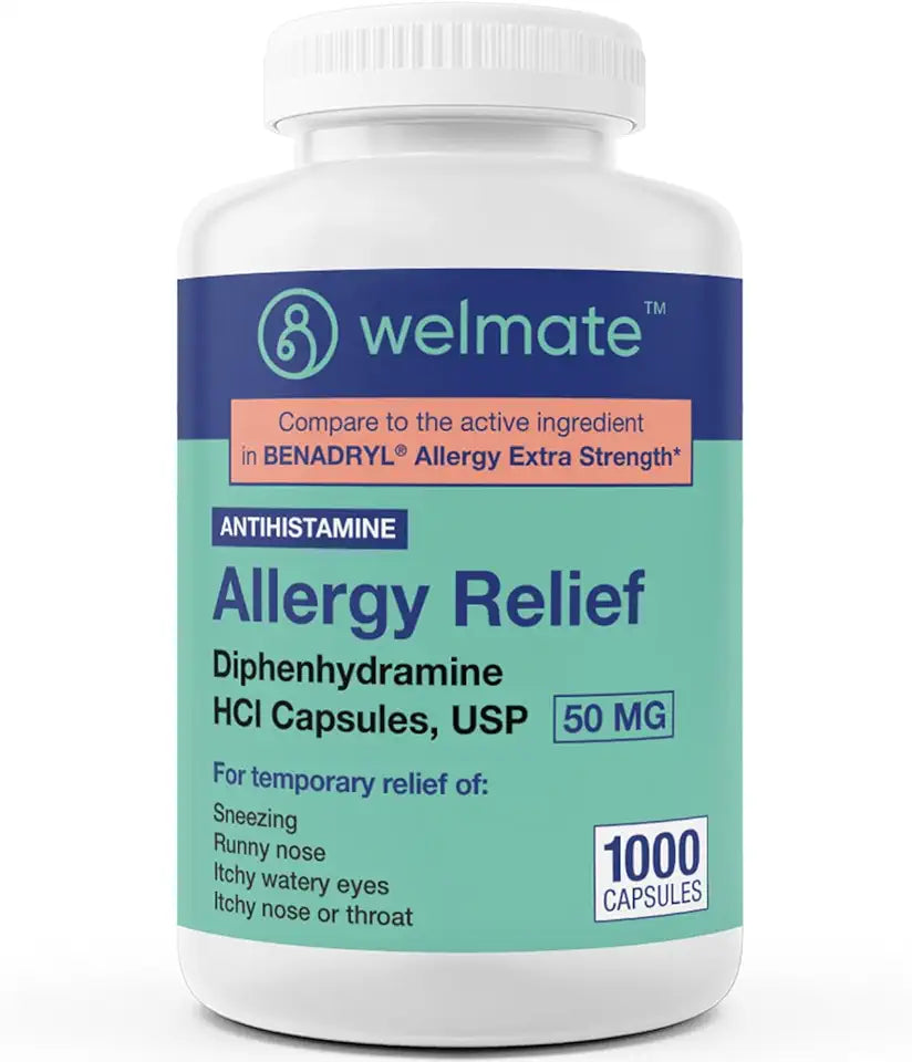 Diphenhydramine 50 mg 1000 Count Capsules Antihistamine P473
