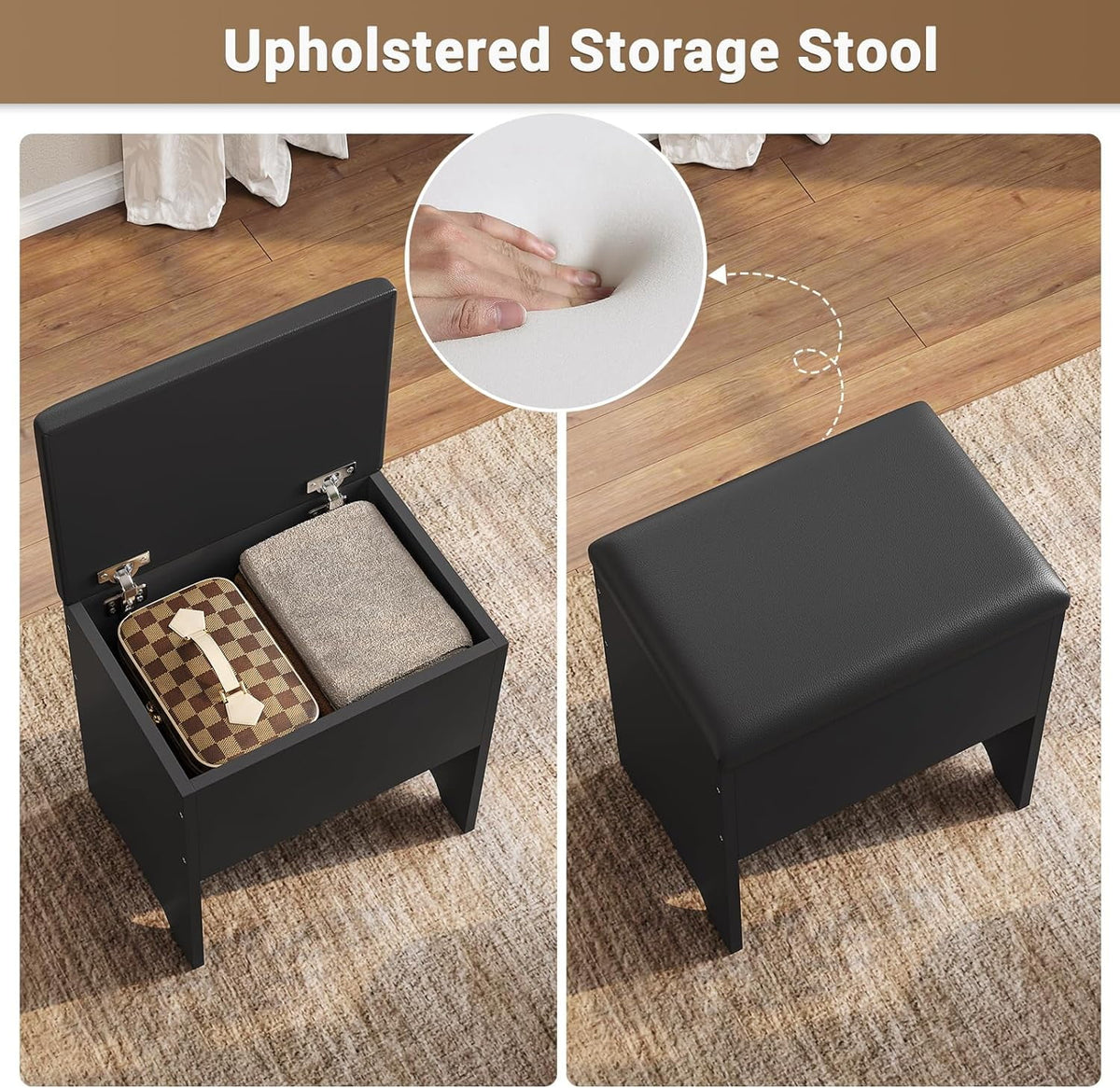 Black Makeup Desk with Lighted Mirror and Charging Station J864