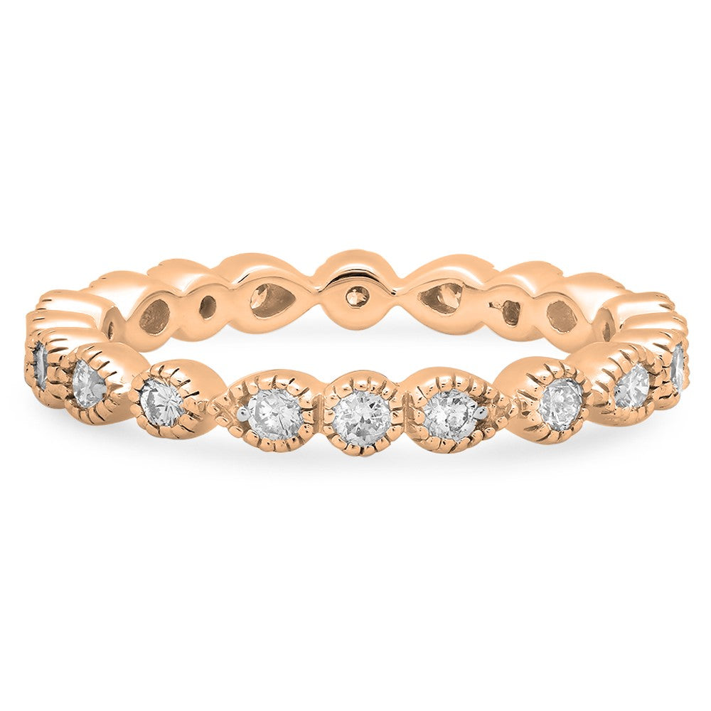 14K Rose Gold Diamond Eternity Band Ring I1643
